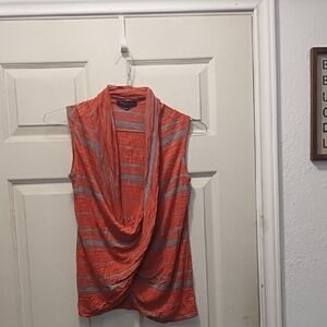 Green Envelope Orange and Gray Striped Top